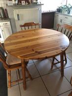 Grenen ronde keukentafel met 4 stoelen, Ophalen, Gebruikt, Rond, 50 tot 100 cm