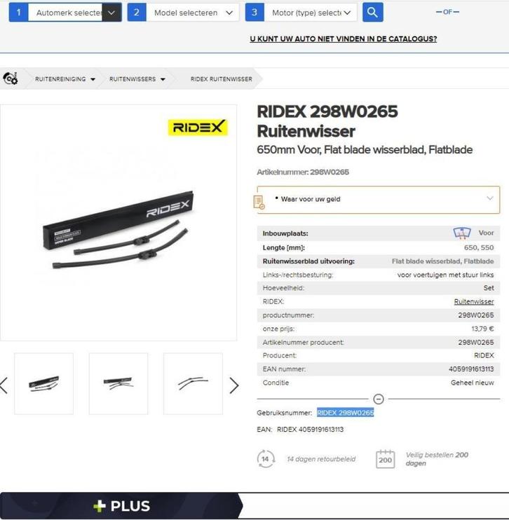 Fiat Ducato ruitenwisser set vooraan Ridex 650+550mm Ridex, Auto-onderdelen, Verlichting, Citroën, Fiat, Mercedes-Benz, Peugeot