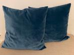 Coussins décoratifs en beau tissu de velours bleu, Comme neuf, Enlèvement ou Envoi