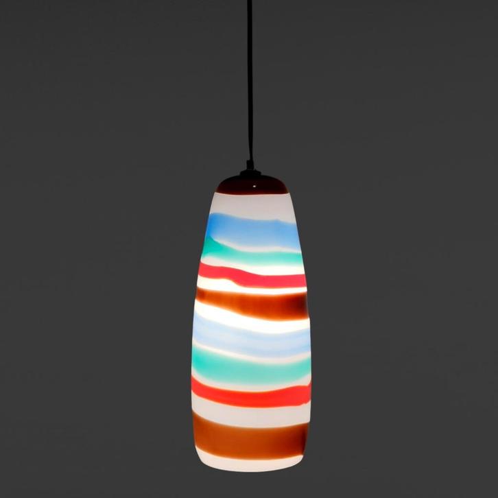Mond geblazen design pendant H 36cm D 16cm, Huis en Inrichting, Lampen | Hanglampen, Gebruikt, Minder dan 50 cm, Glas, Ophalen of Verzenden