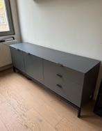 Donkergrijs dressoir met stalen onderstel, Ophalen, Gebruikt, 150 tot 200 cm, 25 tot 50 cm