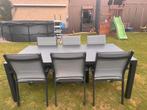 Tuintafel met keramisch blad en 6 stoelen, Tuin en Terras, Ophalen, Zo goed als nieuw