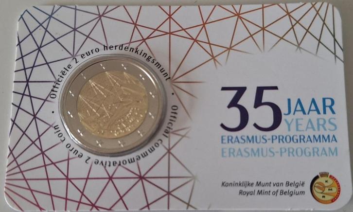 België coincard 2022 - 35 jaar Erasmus Programma - Vl., Postzegels en Munten, Munten | Europa | Euromunten, Setje, 2 euro, België