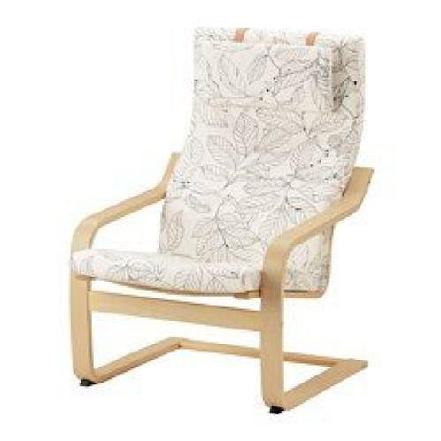 POÄNG Stoel + Voetenbank, Maison & Meubles, Fauteuils, Comme neuf, Bois, Tissus, 50 à 75 cm, 75 à 100 cm, Enlèvement