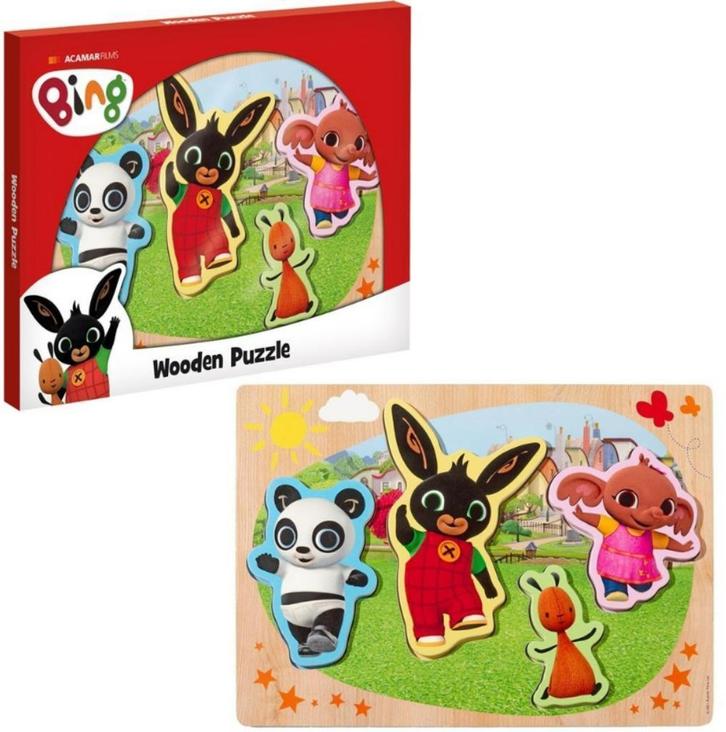 Bing Konijn Houten Puzzel - VAN 14,95 VOOR 9,95!, Kinderen en Baby's, Speelgoed | Kinderpuzzels, Nieuw, 6 maanden tot 2 jaar, Minder dan 10 stukjes