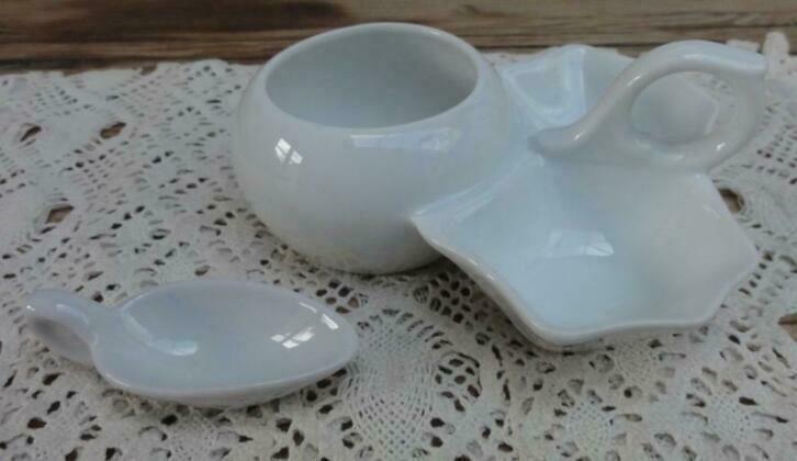 Jäger menagesetje, en mini gruttersschepje Rosenthal, Maison & Meubles, Cuisine | Vaisselle, Utilisé, Autres types, Uni, Porcelaine