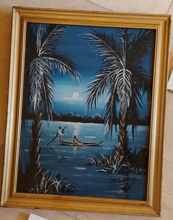 Belle peinture africaine avec cadre doré, Enlèvement ou Envoi
