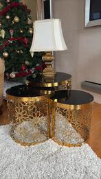 Bijzettafeltjes goud messing, Huis en Inrichting, Tafels | Bijzettafels, Ophalen, Gebruikt, Rond, Design