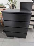 Zwarte Malm kast Ikea, 4 lades, Huis en Inrichting, Ophalen, Zo goed als nieuw