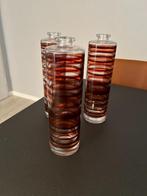 Decoratieve vazen (3 stuks), Oranje, Ophalen of Verzenden, Minder dan 50 cm, Glas