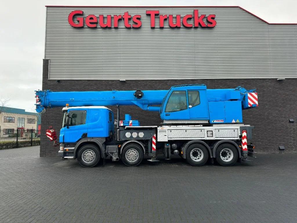 Scania P420 8X4 + FAUN HK 40 + JIB KRAAN/KRAN/CRANE/GRUA, Euro 5, Achterwielaandrijving, Scania, Blauw
