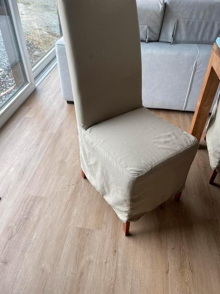 6 chaises de salle à manger déhoussables couleur taupe, Maison & Meubles, Chaises, Comme neuf, Cinq, Six Chaises ou plus, Bois