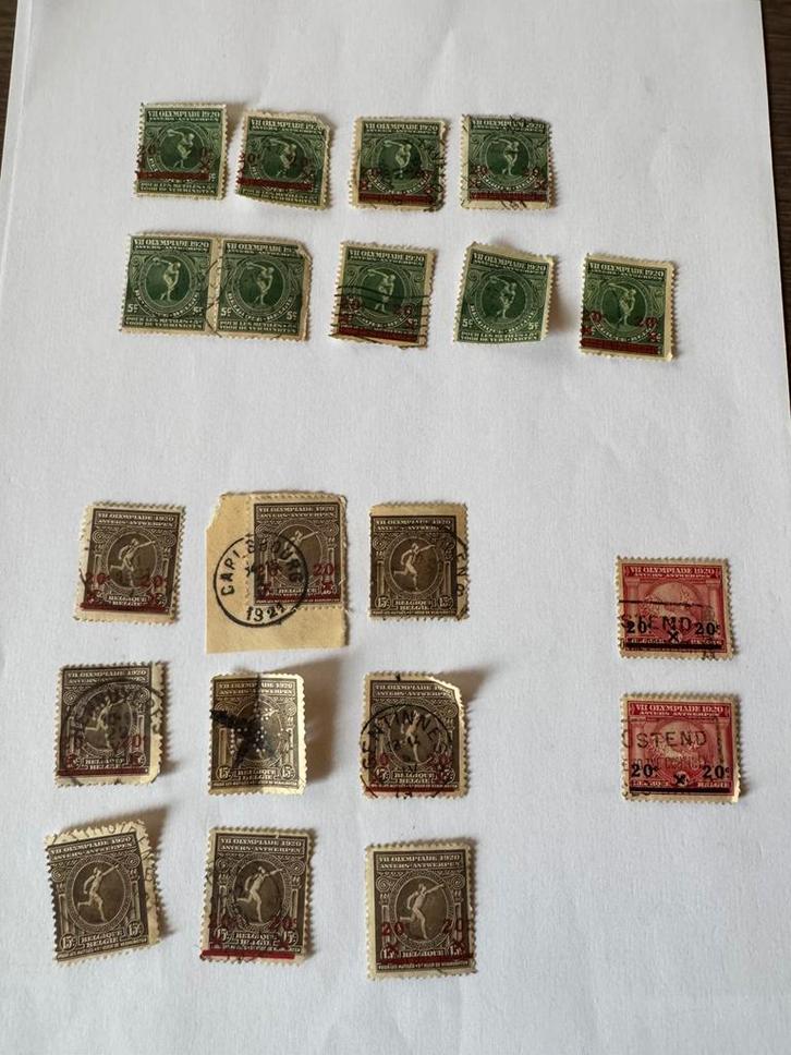 Lot 20 oude postzegels België 1920 vintage Olympische spelen, Postzegels en Munten, Postzegels | Europa | België, Olympische Spelen