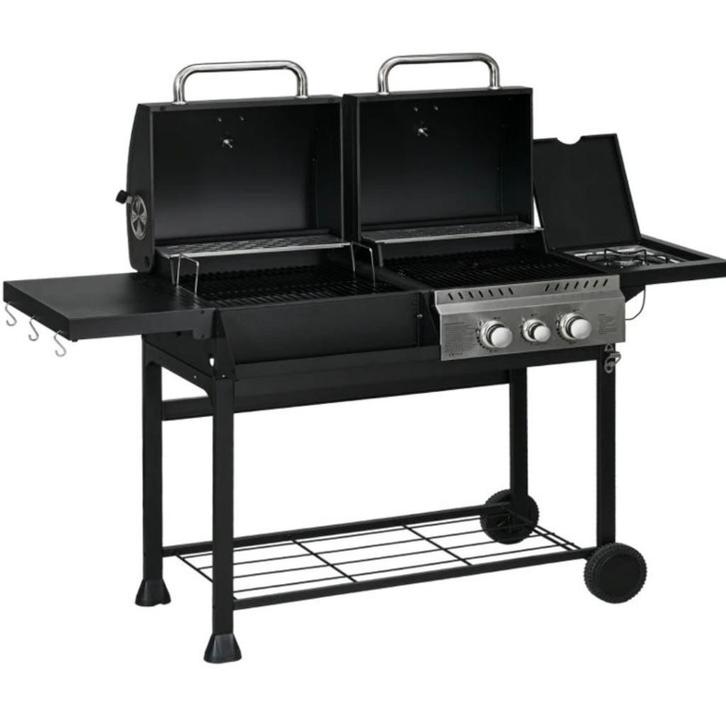 Gas en houtskool BBQ in 1 161 x 53 x 101 cm, Tuin en Terras, Gasbarbecues, Nieuw, Verzenden