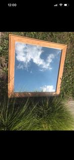 Supergrote teak spiegel 75 x 75 cm, Huis en Inrichting, Woonaccessoires | Spiegels, Ophalen, Vierkant, Zo goed als nieuw, 75 tot 100 cm
