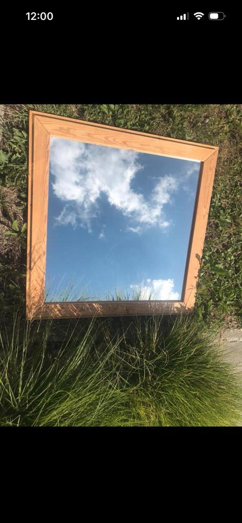 Très grand miroir en teck 75 x 75 cm, Maison & Meubles, Accessoires pour la Maison | Miroirs, Comme neuf, 75 à 100 cm, Moins de 100 cm