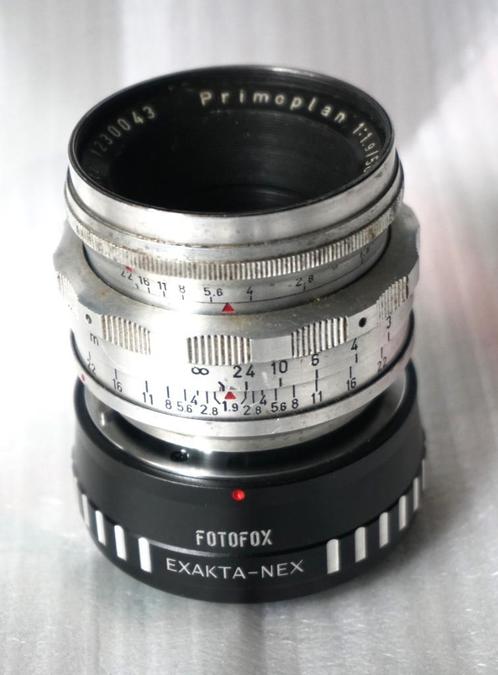 Meyer Optik Primoplan RED 58 mm 1.9 + E-bevestigingsring inb, Audio, Tv en Foto, Fotocamera's Analoog, Gebruikt, Spiegelreflex
