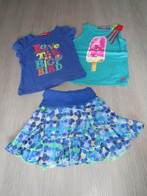 Blauw rokje + 2 T-shirts Gymp en Someone 98/104, Kinderen en Baby's, Kinderkleding | Maat 98, Zo goed als nieuw, Meisje, Setje
