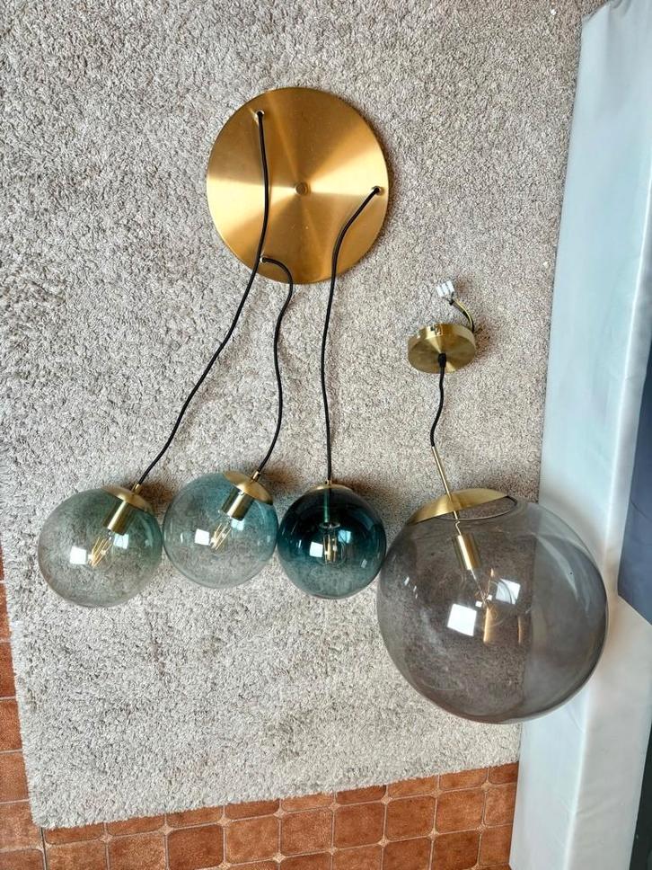 Art deco stijl haglamp (2 stuks), Maison & Meubles, Lampes | Suspensions, Utilisé, Verre, Enlèvement