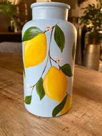 Handbeschilderd Vaasje Blue Lemon Multifunctioneel ByJ&S, Overige kleuren, Nieuw, Ophalen of Verzenden, Glas