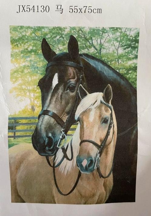 Diamond painting 2 paarden, Hobby en Vrije tijd, Borduren en Borduurmachines, Zo goed als nieuw, Ophalen of Verzenden