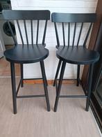 2 tabourets de bar noirs, Maison & Meubles, Tabourets de bar, 90 cm ou plus, Bois, Enlèvement, Utilisé