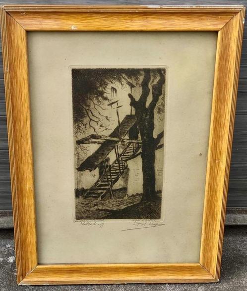 Eau forte épreuve d artiste signe pol craps, Antiek en Kunst, Kunst | Etsen en Gravures, Ophalen of Verzenden