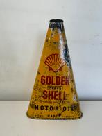Bidon d'huile triangle GOLDEN SHELL, Utilisé, Enlèvement ou Envoi, Panneau publicitaire