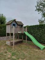 houten speelhuisje, Kinderen en Baby's, Speelgoed | Buiten | Speeltoestellen, Ophalen, Gebruikt, Glijbaan