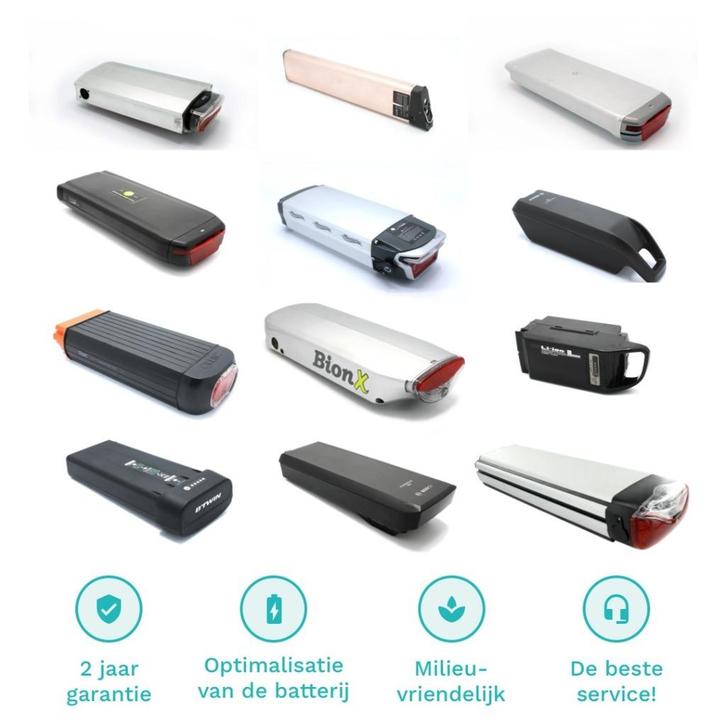 Gereviseerde fietsbatterij van o.a. Bosch, Stromer en Qwic, Fietsen en Brommers, Fietsaccessoires | Fietsaccu's, Nieuw, Ophalen of Verzenden