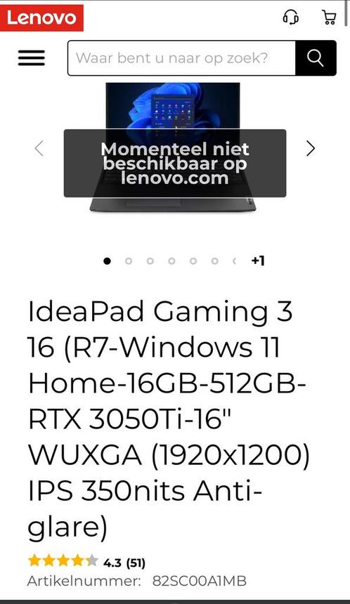 Lenovo Gaming laptop  / Ryzen 7 6800h 32gb 3050ti, Informatique & Logiciels, Ordinateurs portables Windows, Comme neuf, 16 pouces