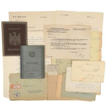 Gezocht: lot grouping Duitse documenten Wehrpass Soldbuch beschikbaar voor biedingen