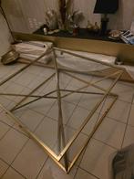 Luxe glazen salontafel met goudkleurig frame, Tuin en Terras, Ophalen