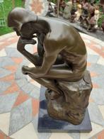PRACHTIG BRONS OP EEN SOKKEL, DE DENKER VAN RODIN, Antiek en Kunst, Ophalen of Verzenden