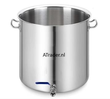 kookpan / Brouw pan met aftapkraan 71 liter, Inox + Deksel  