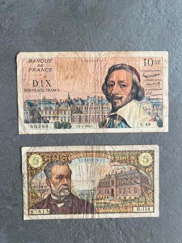 Lot de 2 billets de banque France, Enlèvement ou Envoi, France, Billets en vrac