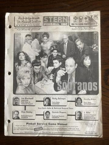 STERN LES SOPRANOS : MANUEL + SCHÉMAS, Enlèvement ou Envoi, Flipper (jeu), Stern, Imprimante matricielle