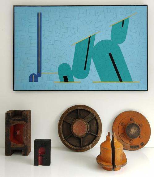 INDUSTRIEEL ONTWERP/Set van 5 stuks (houtsnijwerk), Antiek en Kunst, Kunst | Beelden en Houtsnijwerken, Ophalen