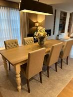 Eiken eettafel met 6 gestoffeerde stoelen, Huis en Inrichting, Ophalen, Zo goed als nieuw