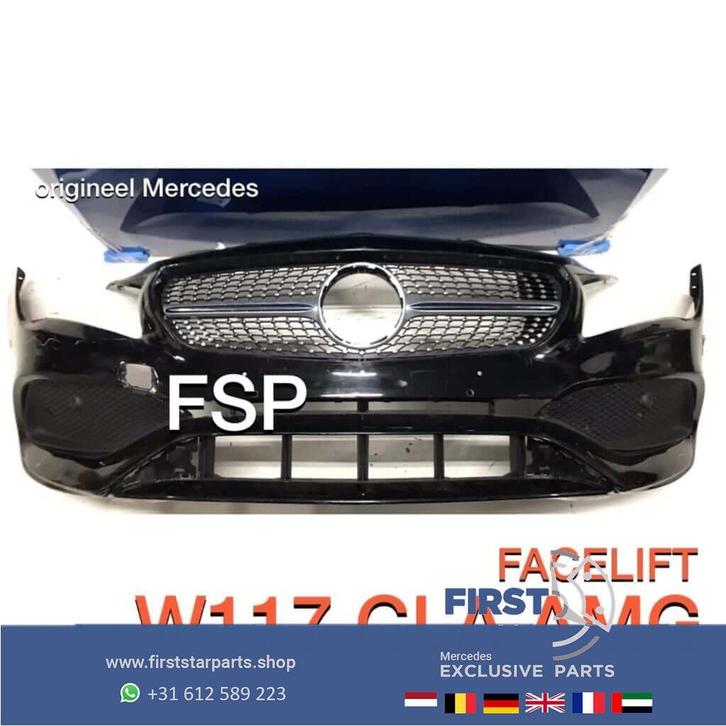W117 X117 CLA AMG Facelift Voorbumper Mercedes zwart bumper, Auto-onderdelen, Carrosserie, Bumper, Mercedes-Benz, Voor, Gebruikt