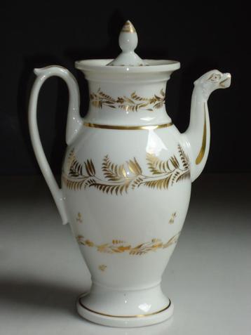 XIXe chocolatière en porcelaine blanche décor doré, Enlèvement ou Envoi