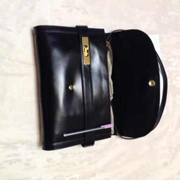 sac à main / épaule  Cuir noir  Excellente qualité !  A4 + beschikbaar voor biedingen
