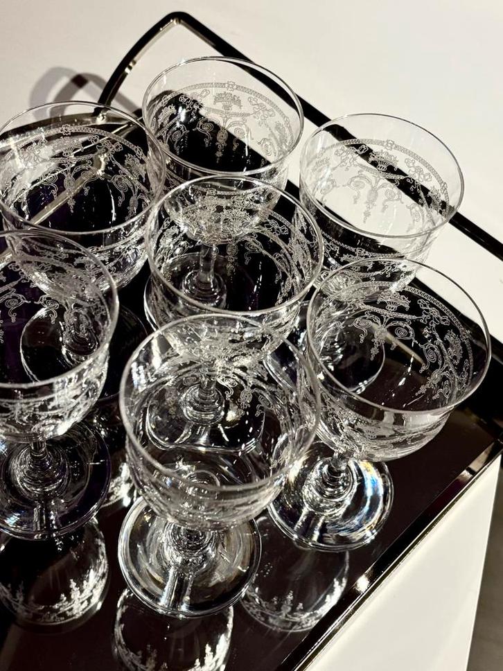 Lot de 7 verres à vin/eau en cristal VSL 1880-1900, Antiquités & Art, Antiquités | Verre & Cristal, Enlèvement