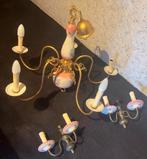 Lustre en porcelaine avec ses deux appliques murales, Antiek en Kunst, Antiek | Verlichting, Ophalen