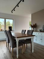 Stijlvolle eettafel met 4 bijpassende stoelen, Huis en Inrichting, Ophalen, Gebruikt, Landelijke stijl, 4 tot 6 stoelen
