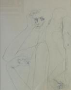 ONLEESBAAR / NAAKT KOPPEL / ORIGINEEL WERK / 99x85cm / KADER, Antiek en Kunst, Ophalen