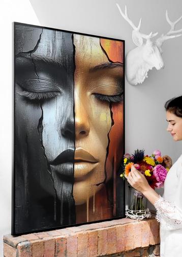 Uniek XXL Glasschilderij | Split Identity #4 - 6 sizes, Neuf, Création originale, Peinture, Envoi
