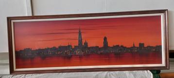 Schilderij op doek skyline Antwerpen