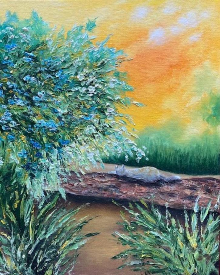 "A Lazy Summer Afternoon" (Oil painting by Kuijken, 24x30 cm, Antiek en Kunst, Kunst | Schilderijen | Modern, Ophalen of Verzenden