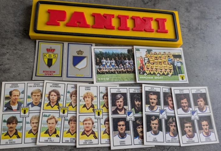 PANINI FOOTBALL 82 BERCHEM SP EN FC BOOM   9 STICKERS 1982, Hobby en Vrije tijd, Stickers en Plaatjes, Verzenden
